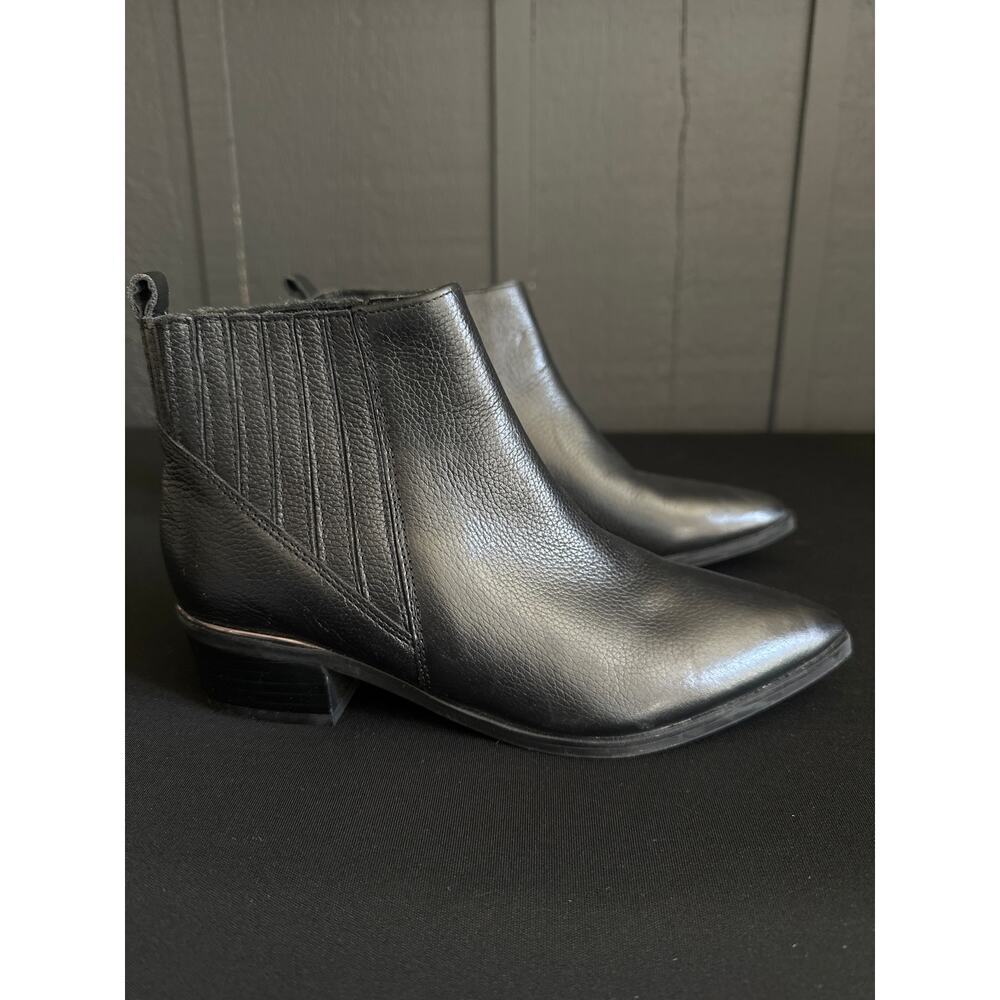 MARC FISHER Missir Black Leather Chelsea Boots Block Heel Pointed Toe Size 6 - Picture 5 of 13